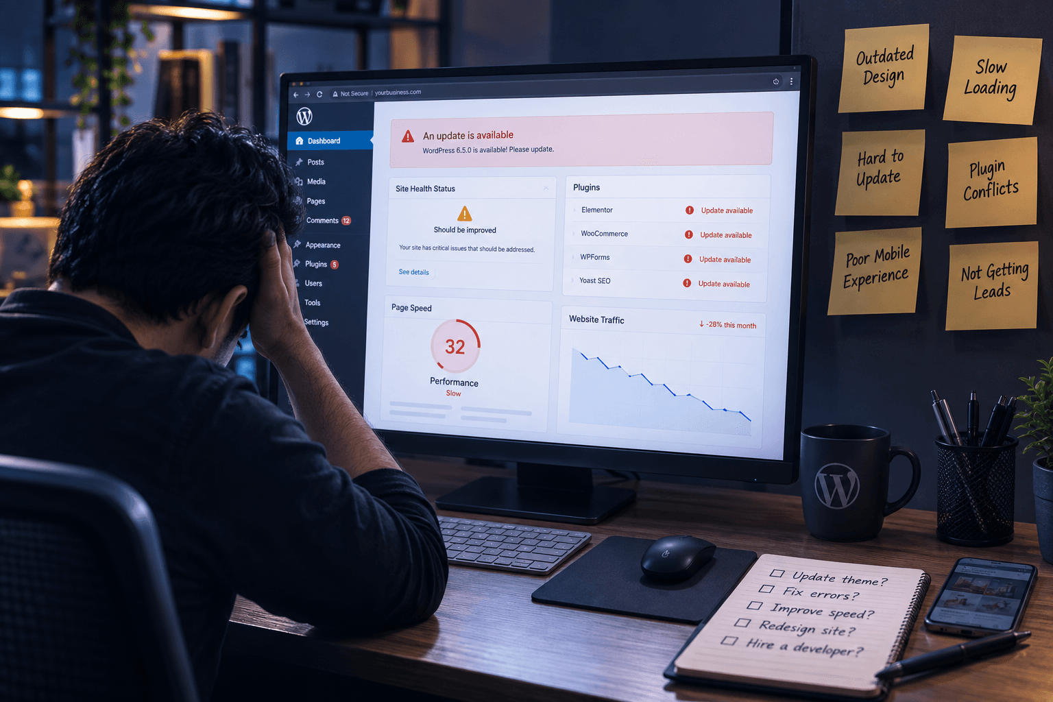 Illustrative WordPress development screen