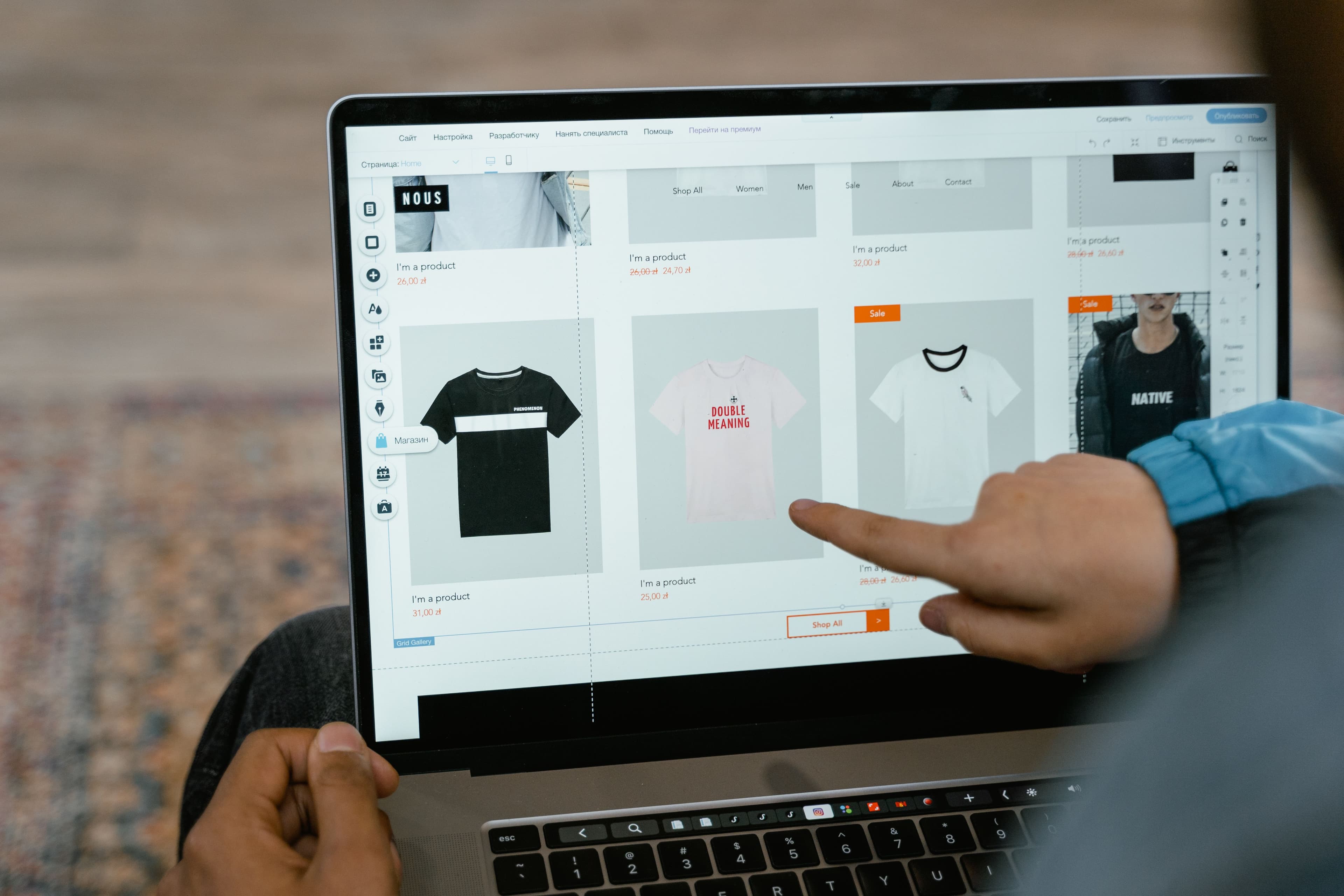 A Shopify product page being reviewed on screen.