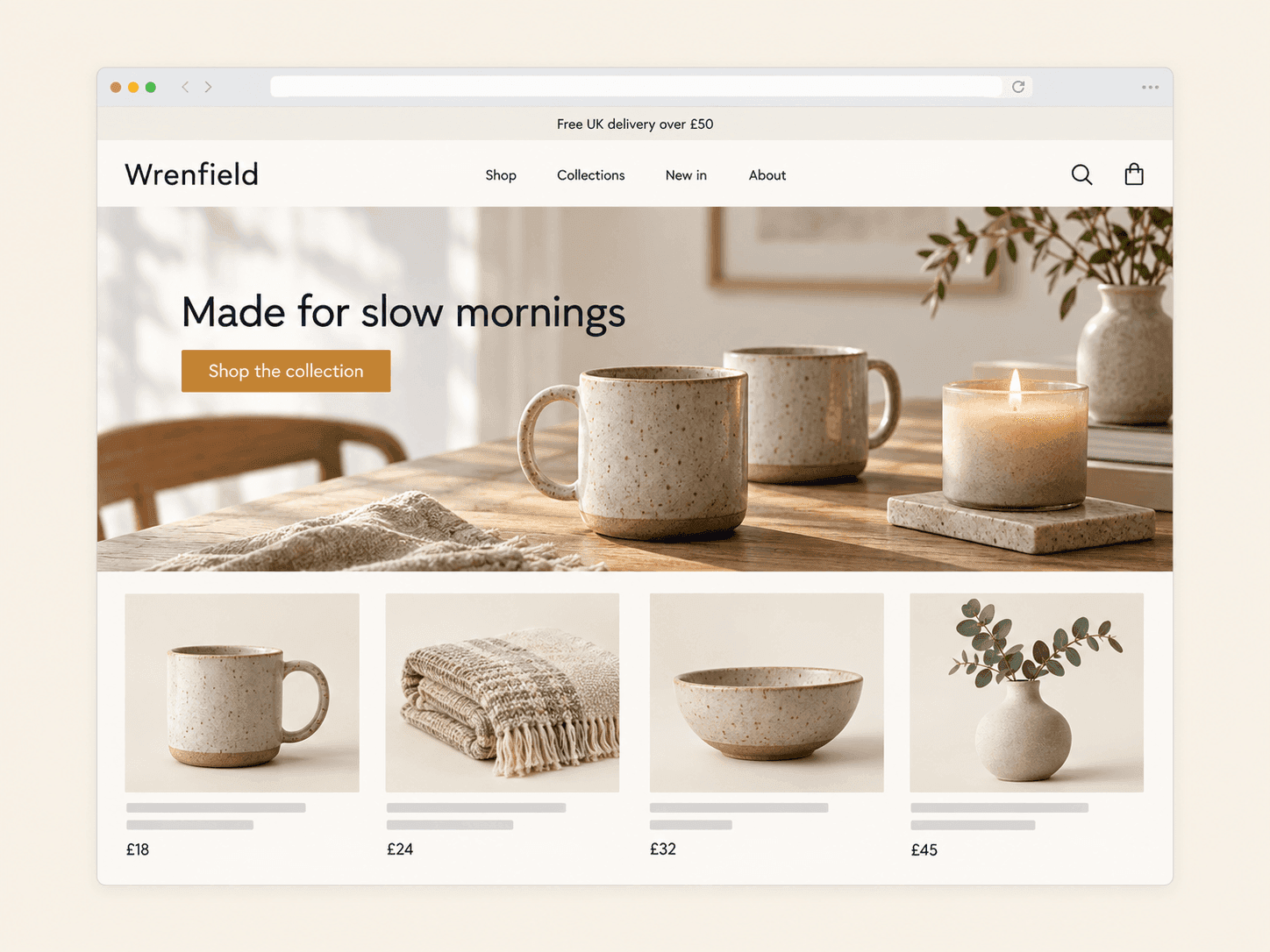 Illustrative website layout after redesign