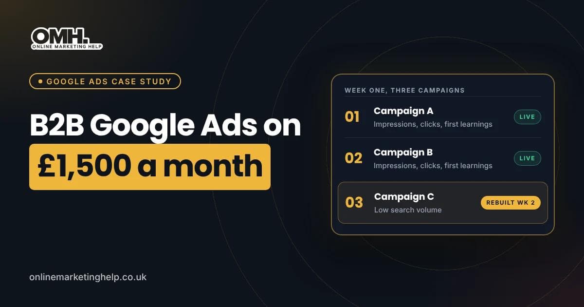 How We Launched Google Ads for a B2B Manufacturer on £1,500 a Month (And Rebuilt a Dead Campaign in Week Two)